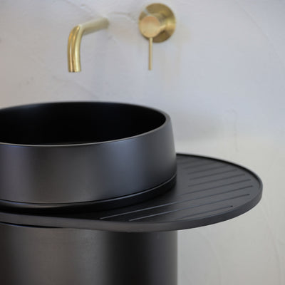 Funl Cylinder with Tray in Charcoal – Powder room