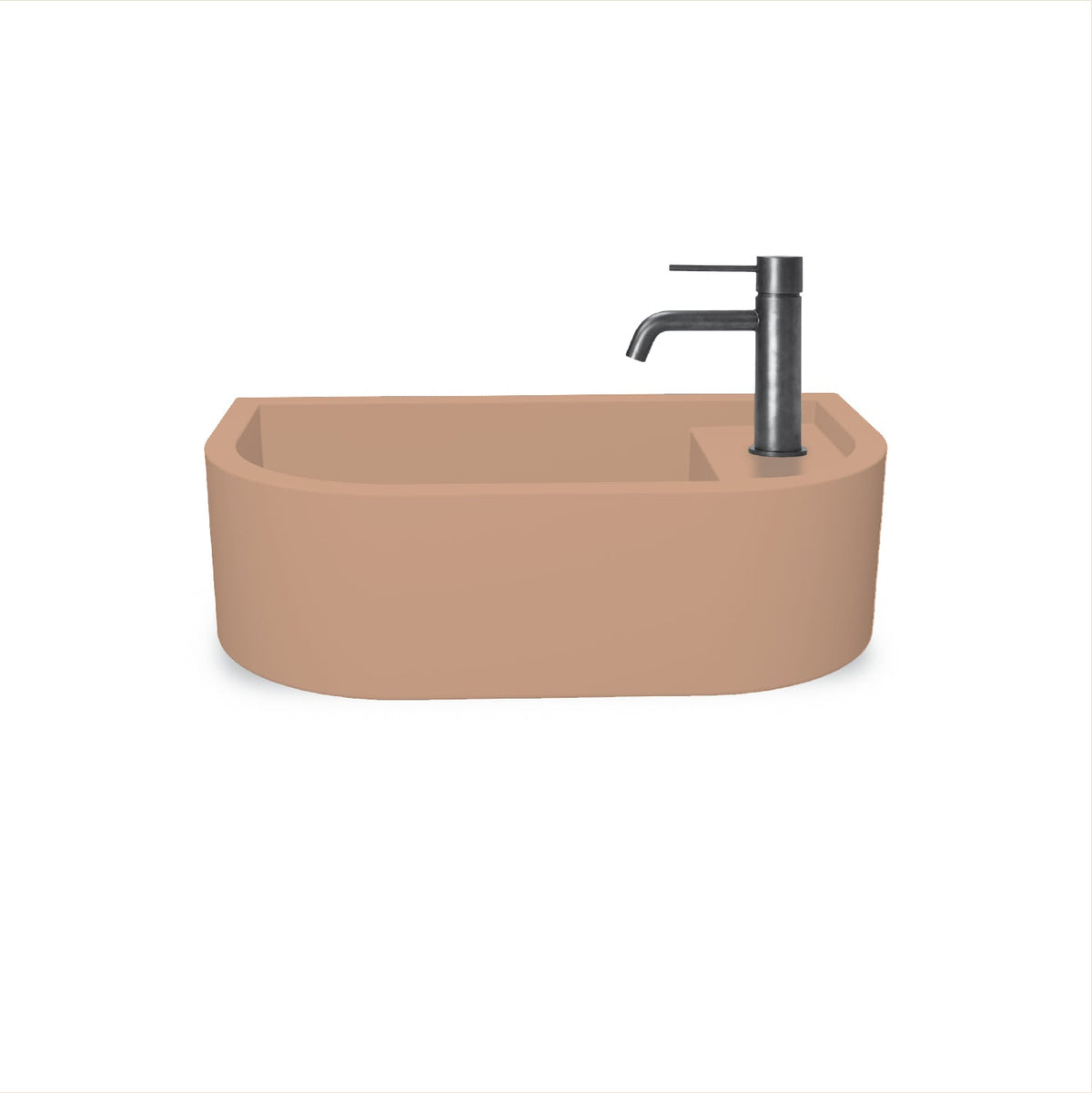 Loop 01 Basin - Overflow - Wall Hung (Pastel Peach,Tap Hole,Chrome)