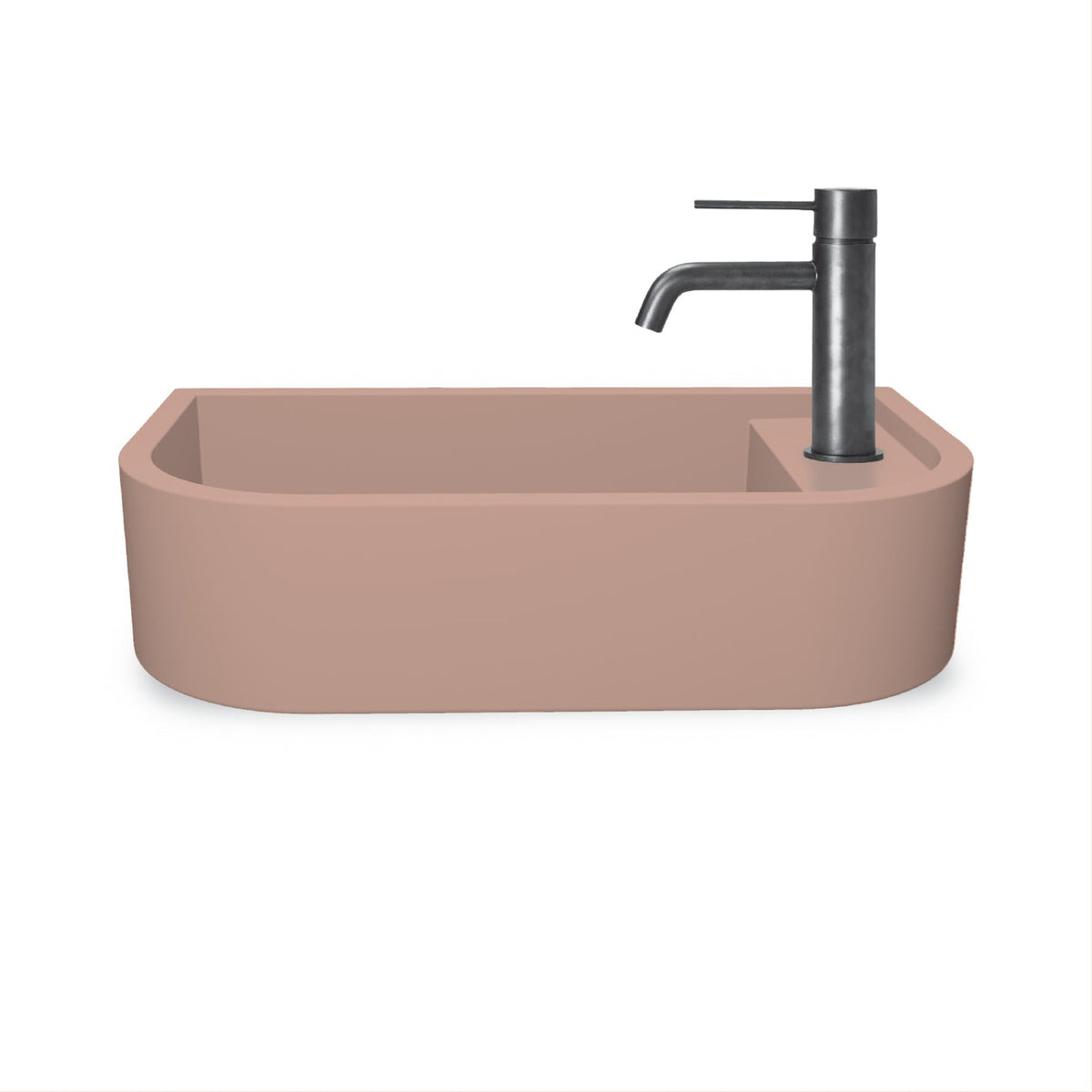 Loop 02 Basin - Overflow - Wall Hung (Blush Pink,Tap Hole,Brass)